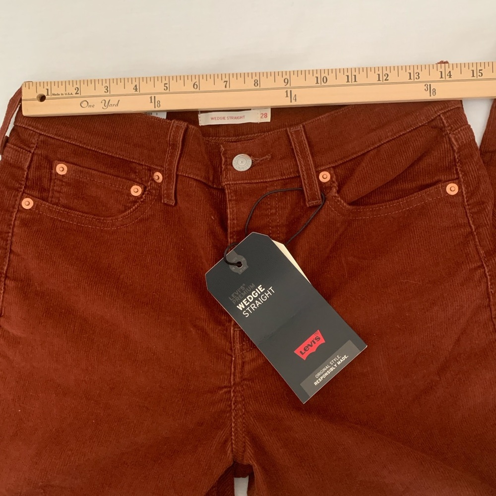 NWT Levi's Wedgie Straight Corduroy Pants Rust Orange 28x26 - Picture 9 of 14